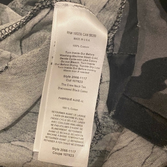 Current Elliott Distressed Black Camo Cotton Tee T-Shirt - Picture 7 of 7